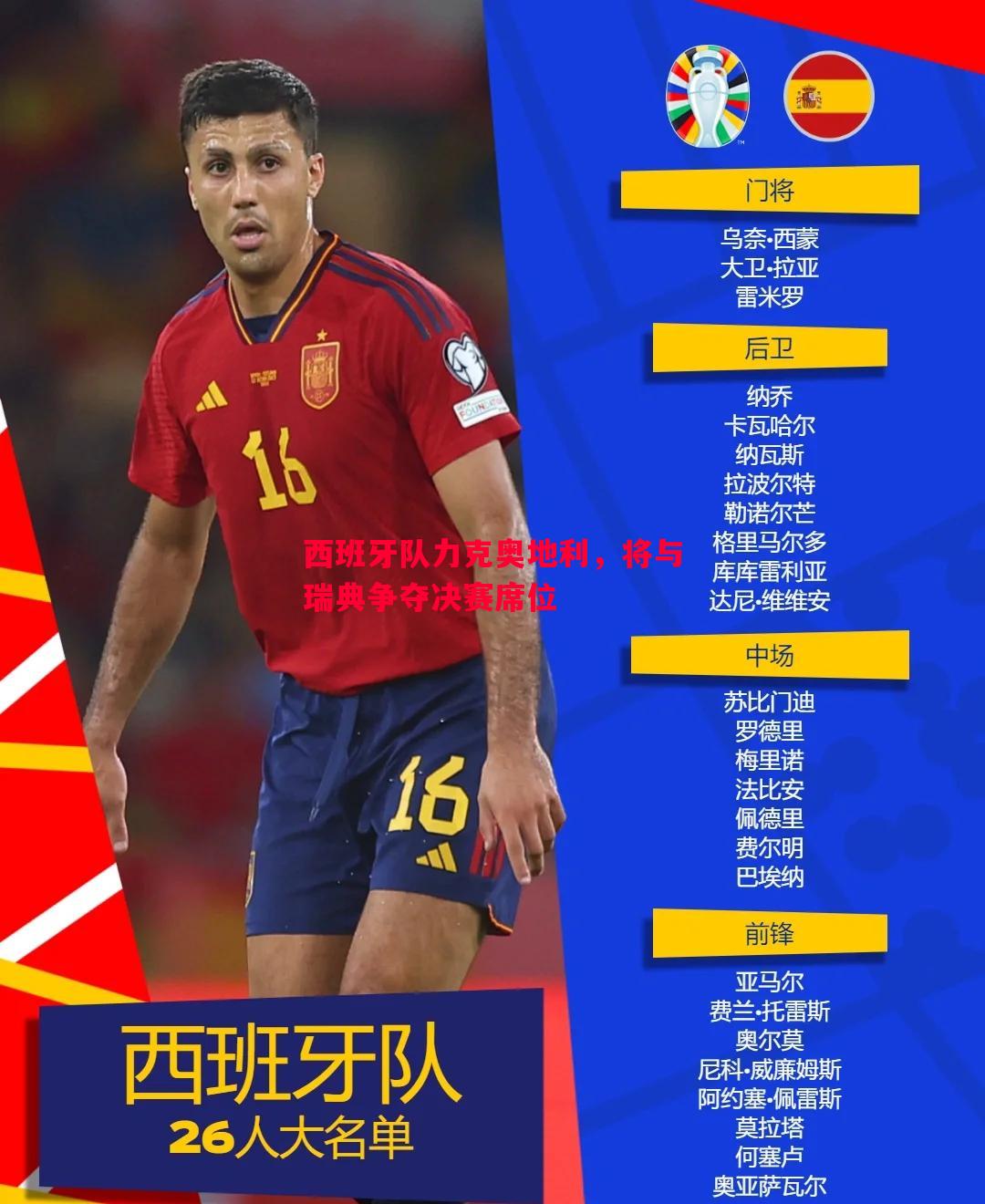 西班牙队力克奥地利，将与瑞典争夺决赛席位